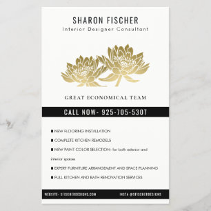 Elegant Formell Faux Gold Lotus Blumen Geschäftlic Flyer
