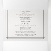 Elegant formell Schwarz-weiße einfache Hochzeit Tr Dreifach Gefaltete Einladung (Innenseite Mitte)