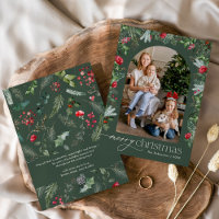 Elegant Forst Green Botanical Arch Frohe Weihnacht