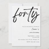 Elegant Forty 40th Birthday Invitation Card Einladung (Vorderseite)