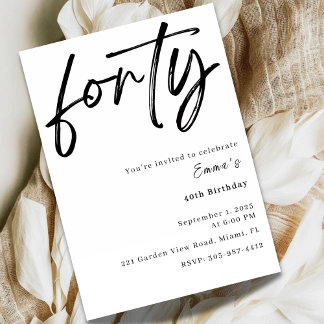 Elegant Forty 40th Birthday Invitation Card Einladung
