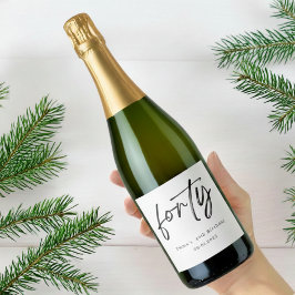 Elegant Forty Birthday Champagne Label Schaumweinetikett