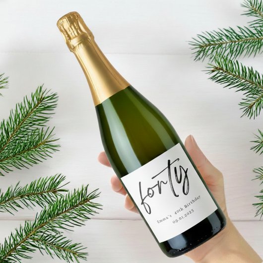 Elegant Forty Birthday Champagne Label Schaumweinetikett