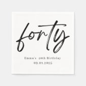 Elegant Forty Birthday Party Napkins Serviette (Vorderseite)