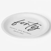 Elegant Forty Birthday Party Plates Pappteller (Schrägansicht)