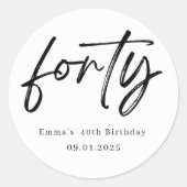 Elegant Forty Birthday Party Stickers (Vorderseite)