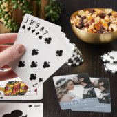 Elegant Foto Calligraphy Wedding Dusty Blue Spielkarten (In Situ)