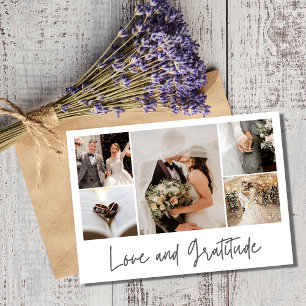 Elegant Foto Collage Wedding Vielen Dank Dankeskarte
