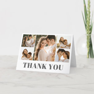 Elegant Foto Collage Wedding Vielen Dank Dankeskarte