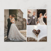 Elegant Foto Collage Wedding Vielen Dank Postkarte (Vorderseite)