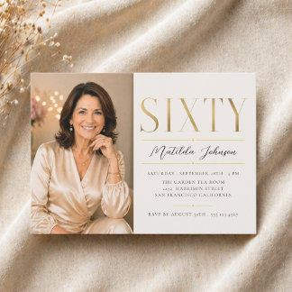 Elegant Foto Gold 60. Geburtstag Einladung