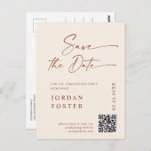 Elegant Foto Graduation Speichern Sie den QR-Code Postkarte (Vorne/Hinten)