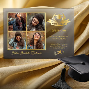 Elegant Four Foto Schwarz Verlauf   Gold Abschluss Acryleinladungen