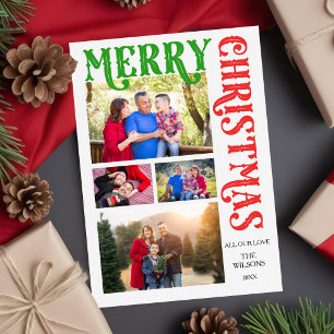 Elegant Four Picture Merry Christmas Card Einladung