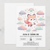 Elegant Fox 1. Geburtstag Einladung (Vorne/Hinten)