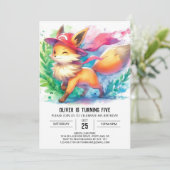 Elegant Fox Birthday Einladung (Stehend Vorderseite)