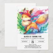 Elegant Fox Birthday Einladung (Vorne/Hinten)