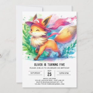 Elegant Fox Birthday Einladung