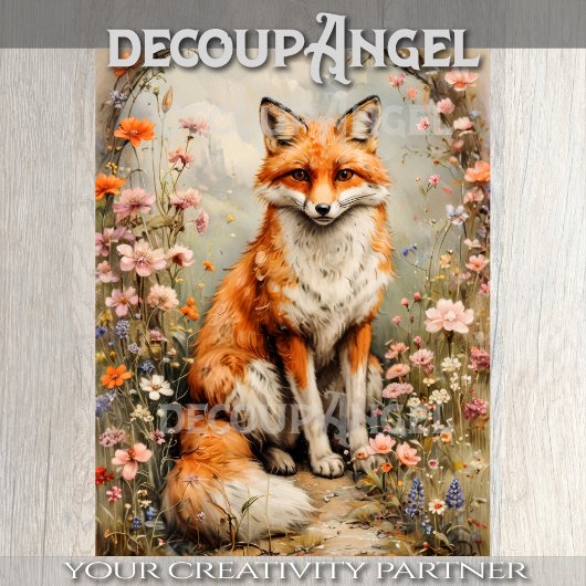 Elegant Fox - Decoupage - Seidenpapier