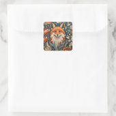 Elegant Fox William Morris Inspiriert Quadratischer Aufkleber (Tasche)