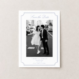 Elegant Frame Blue Photo Save the Date Dankeskarte