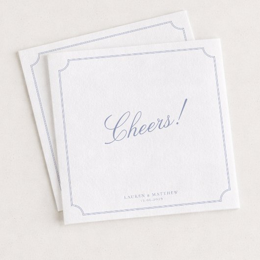 Elegant Frame Blue Wedding Napkins Serviette