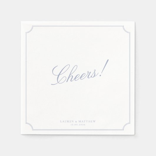 Elegant Frame Blue Wedding Napkins Serviette (Vorderseite)