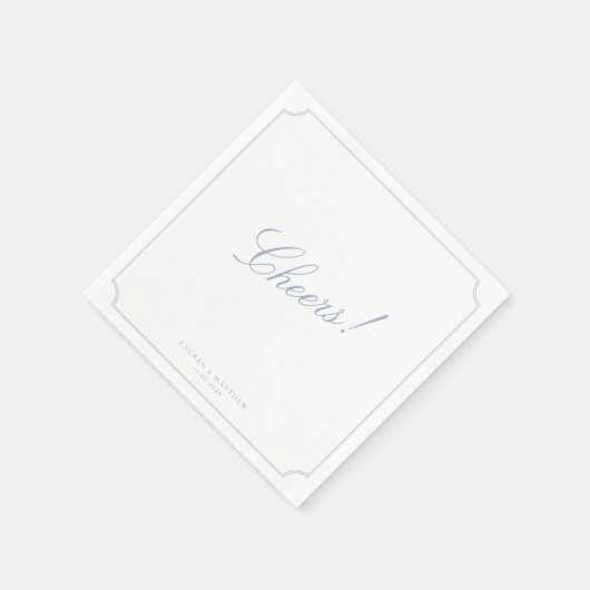 Elegant Frame Blue Wedding Napkins Serviette (Ecke)
