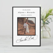 Elegant Frame & Classic Calligraphy Script Wedding Save The Date (Stehend Vorderseite)