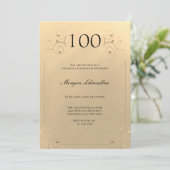 Elegant Frame Gold 100. Geburtstag Einladung (Stehend Vorderseite)
