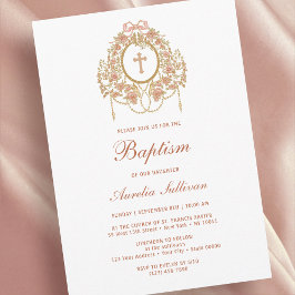 Elegant Frame Holy Cross Baptism Invitation Einladung