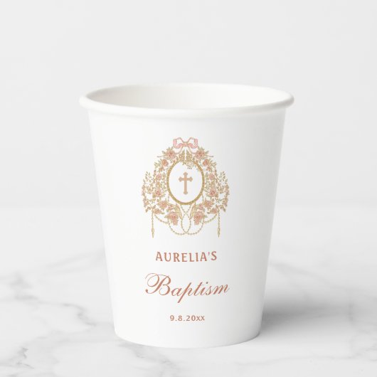 Elegant Frame Holy Cross Baptism Pappbecher (Vorderseite)