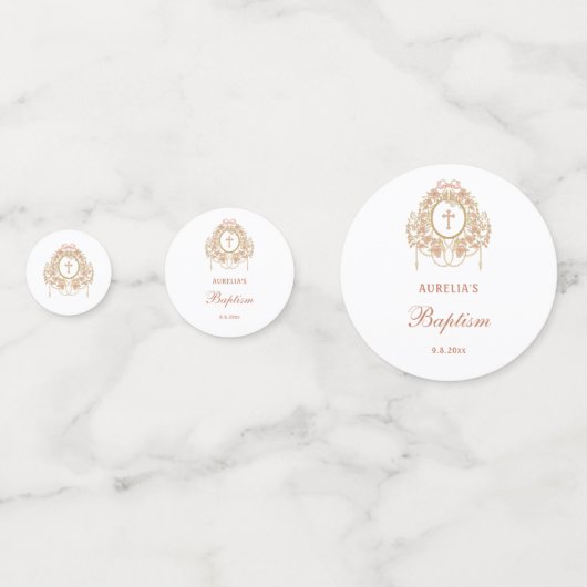 Elegant Frame Holy Cross Baptism Table Konfetti (Rückseiten)