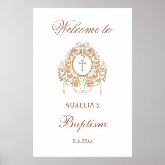 Elegant Frame Holy Cross Baptism Welcome Poster (Vorne)