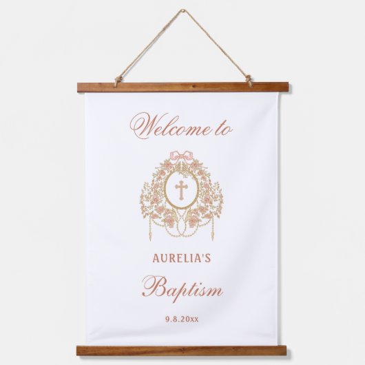 Elegant Frame Holy Cross Baptism Welcome Wandteppich Mit Holzrahmen (Vorderseite)