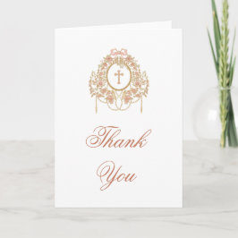 Elegant Frame Holy Cross Religious Thank You Karte