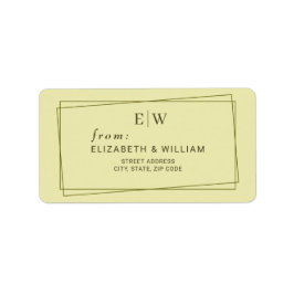 Elegant Frame on Celestial Yellow Monogram Wedding Adressaufkleber