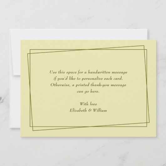 Elegant Frame on Celestial Yellow Monogram Wedding Dankeskarte (Rückseite)