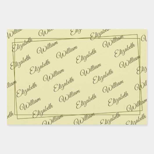 Elegant Frame on Celestial Yellow Monogram Wedding Geschenkpapier Set (Vorderseite 2)