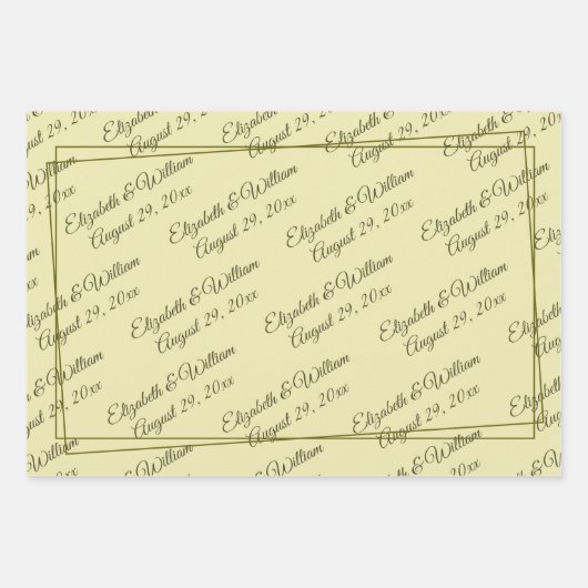 Elegant Frame on Celestial Yellow Monogram Wedding Geschenkpapier Set (Vorderseite)