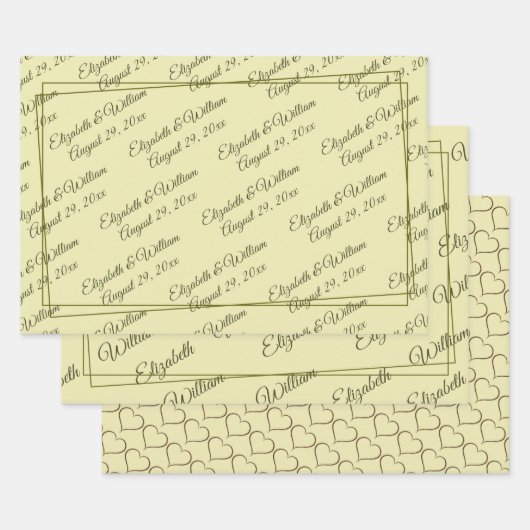 Elegant Frame on Celestial Yellow Monogram Wedding Geschenkpapier Set (Set)