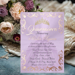Elegant Frame & Photo on Lavender Quinceanera  Folieneinladung