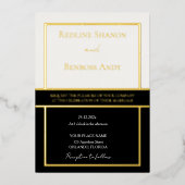 Elegant Framed Ivory & Black Design Gold Folieneinladung (Vorderseite)