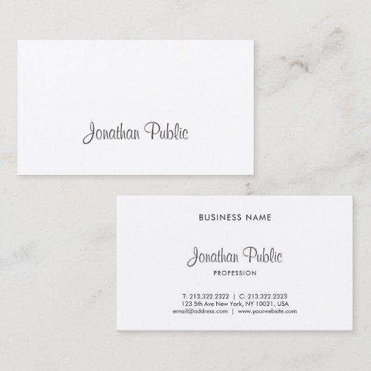 Elegant Freehand Script Modern Simple Trendy Schli Visitenkarte (Vorne/Hinten)