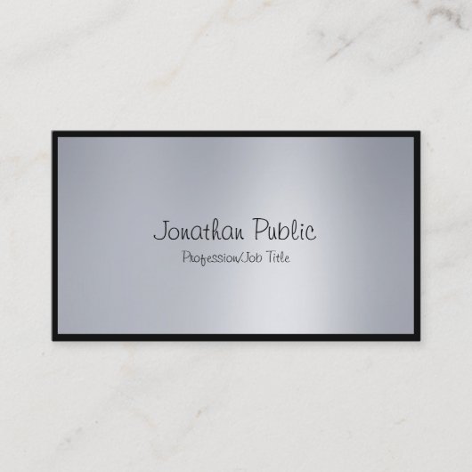 Elegant Freehand Script Modernes Silver Chic Schli Visitenkarte (Vorderseite)