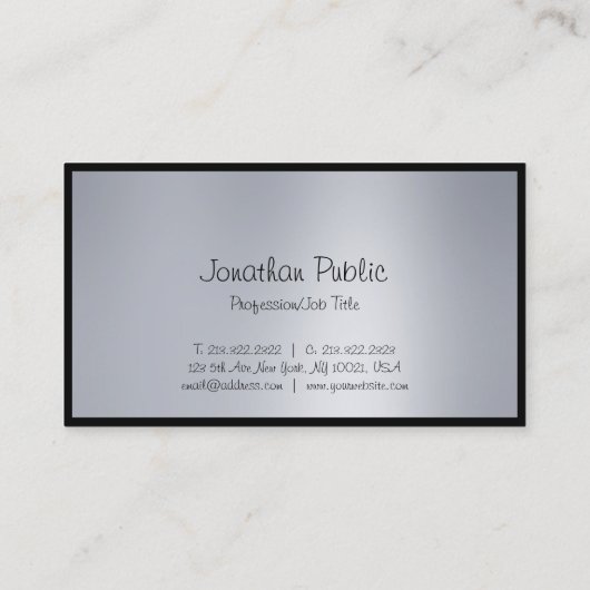 Elegant Freehand Script Modernes Silver Chic Schli Visitenkarte (Rückseite)