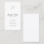 Elegant Freehand Script Monogram Modern Clean Top Visitenkarte (Vorne/Hinten)
