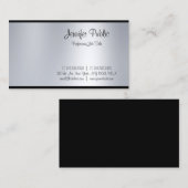 Elegant Freehand Script Silver Look Sleek Glamour Visitenkarte (Vorne/Hinten)