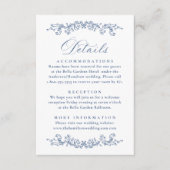 Elegant French Blue Floral Wedding Details Begleitkarte (Vorderseite)