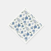Elegant French Blue Rose Watercolor Pattern Serviette (Ecke)